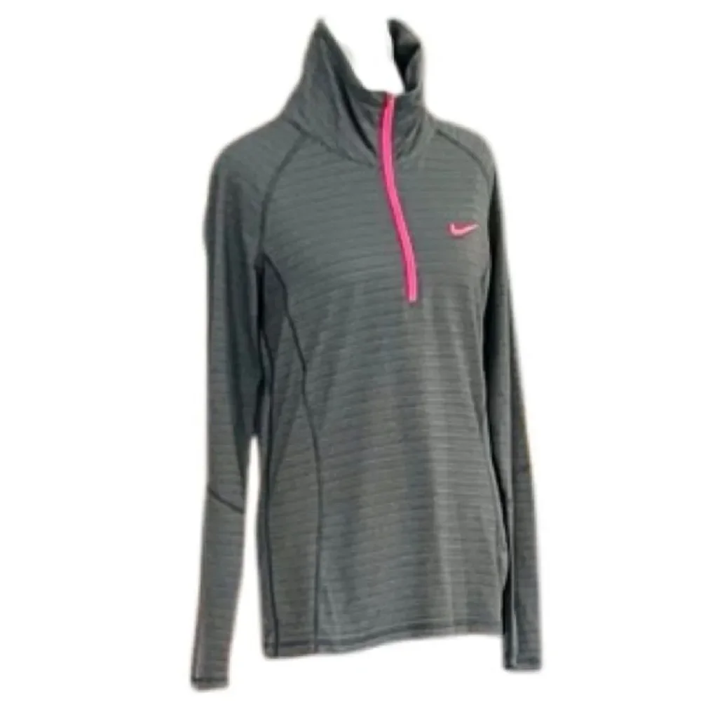 NIKE GOLF Heather gray/pink accent 1/4 zip Dri-Fit pullover size medium.